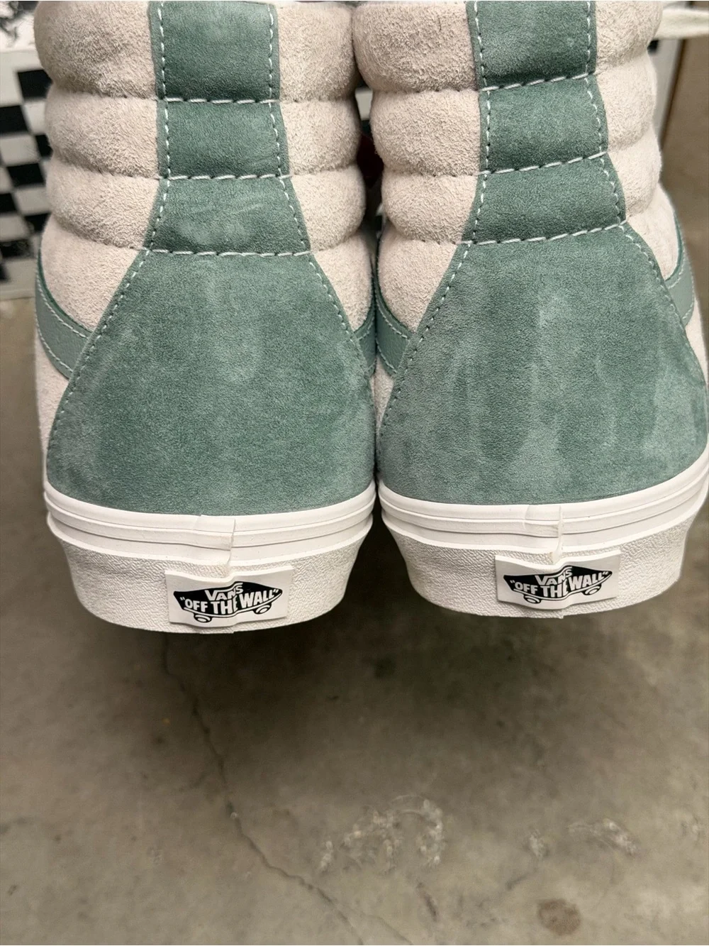 Vans Sk8-Hi Green & white suede high-top shoes